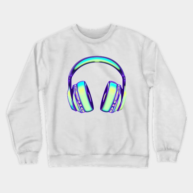 bright green and aqua headphones Crewneck Sweatshirt by dinaaaaaah